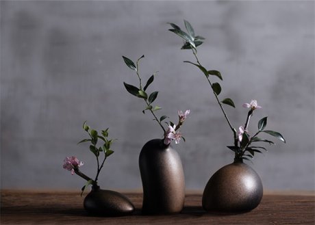 陶瓷花瓶桌面迷你小花插，中式禪意花插三石圖