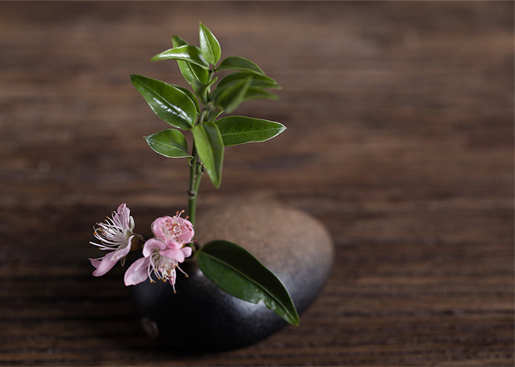 陶瓷花瓶桌面迷你小花插，中式禪意花插三石圖