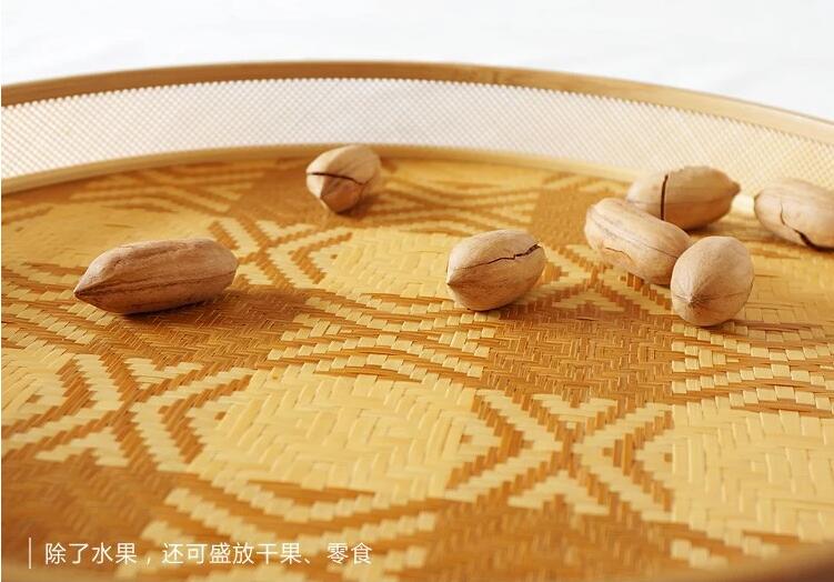 中國(guó)風(fēng)家用竹編茶點(diǎn)收納托盤
