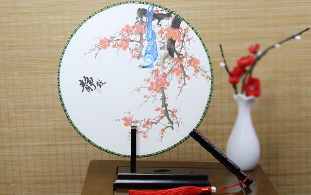 雙面印花團(tuán)扇，古典宮廷漢服扇子