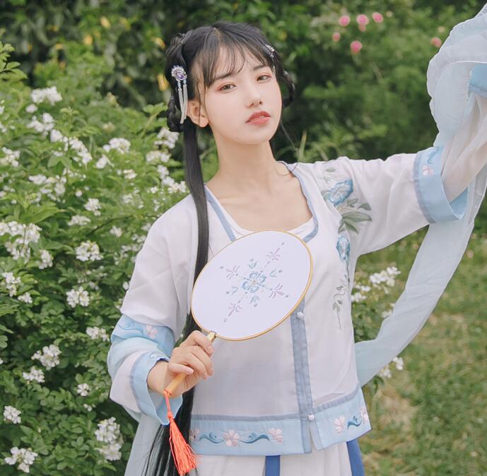 三款國色芳華刺繡團扇，周邊流蘇古典扇子
