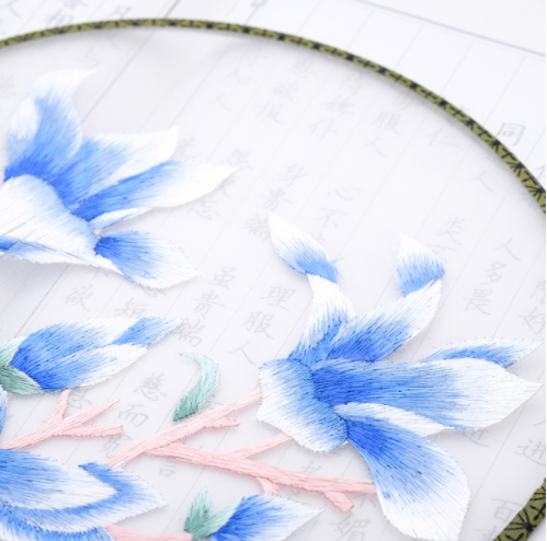 四款雙面繡花中國風團扇，古風宮扇古典扇子圖