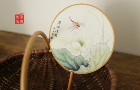 古典漢風宮廷團扇，清新文藝復古圓扇子