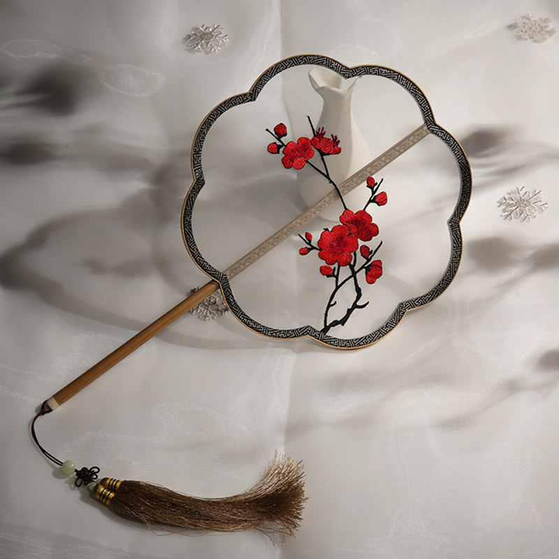 五款中國風(fēng)刺繡團(tuán)扇，蘇繡繡花宮扇扇子