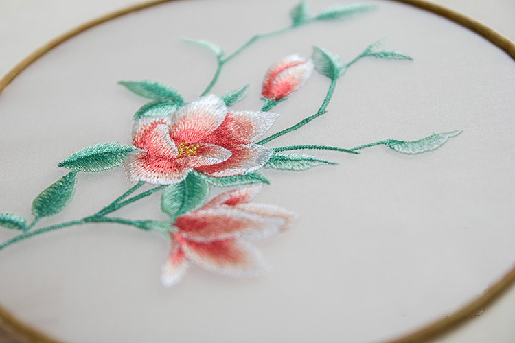 古典茉莉花刺繡團扇，復古繡花宮扇工藝扇子