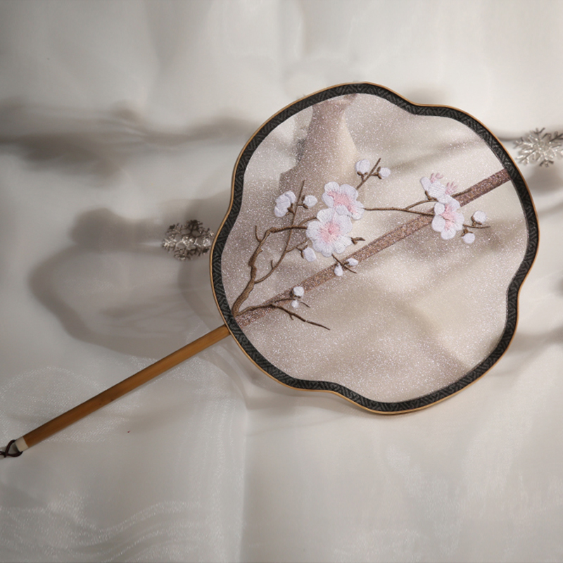 五款中國風(fēng)刺繡團(tuán)扇，蘇繡繡花宮扇扇子