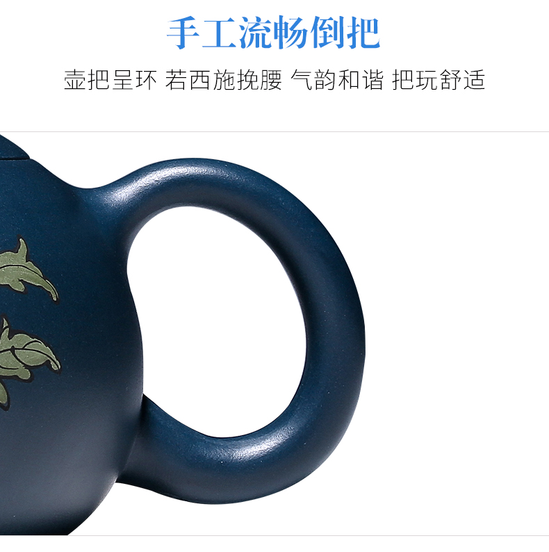 純手工紫砂壺，小巧琺瑯印花紫砂壺