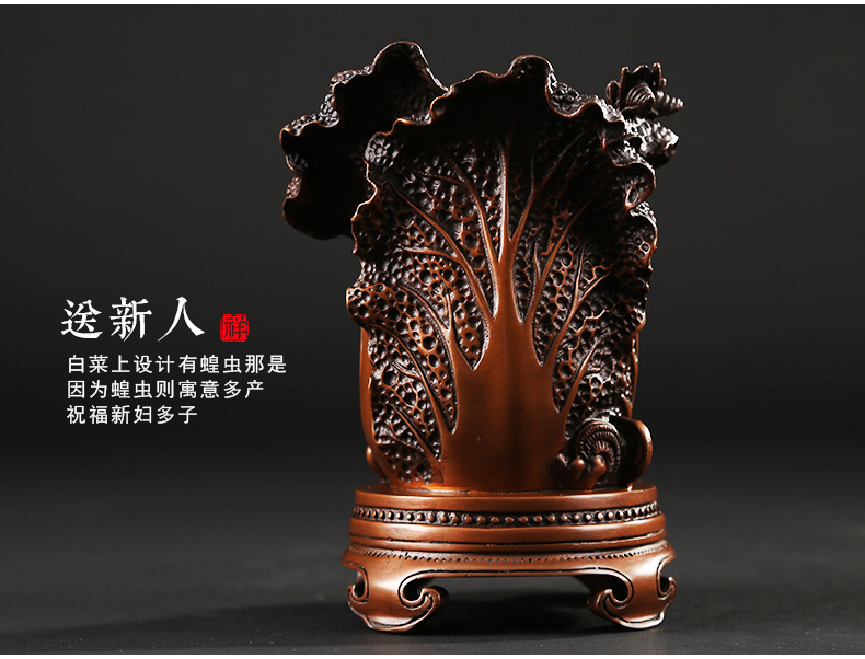 仿古百財(cái)聚來(lái)筆筒，招財(cái)文房四寶擺件