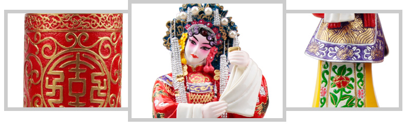 兩款中國風國粹京劇人物臉譜泥塑彩繪筆筒