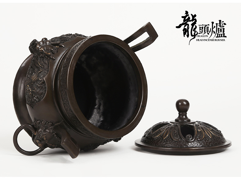祥獅雕刻香爐，仿古神龍銅香爐