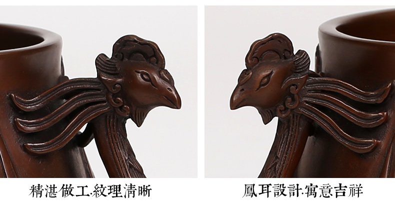 紫銅雙鳳耳香爐，仿古無(wú)蓋熏香爐