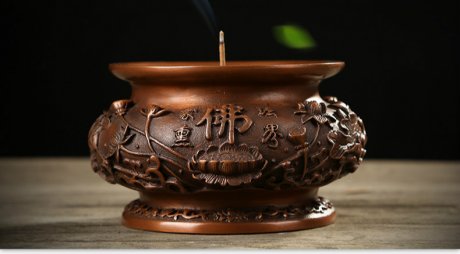 蓮花荷葉雕花香爐，仿古供佛熏香爐