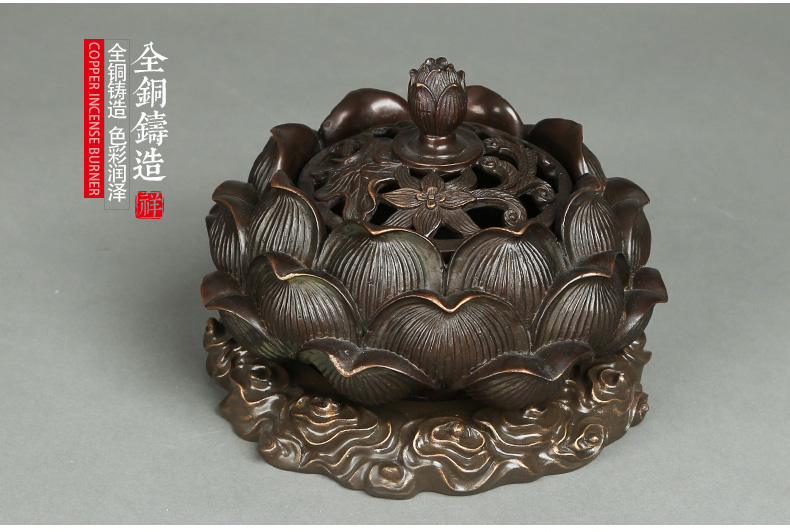 精致蓮花香爐，仿古純銅香爐