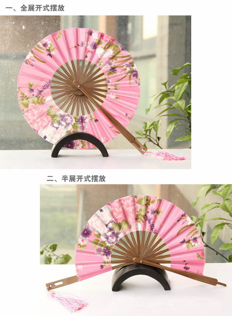 日式360度旋轉(zhuǎn)圓形竹工藝團扇扇子圖片