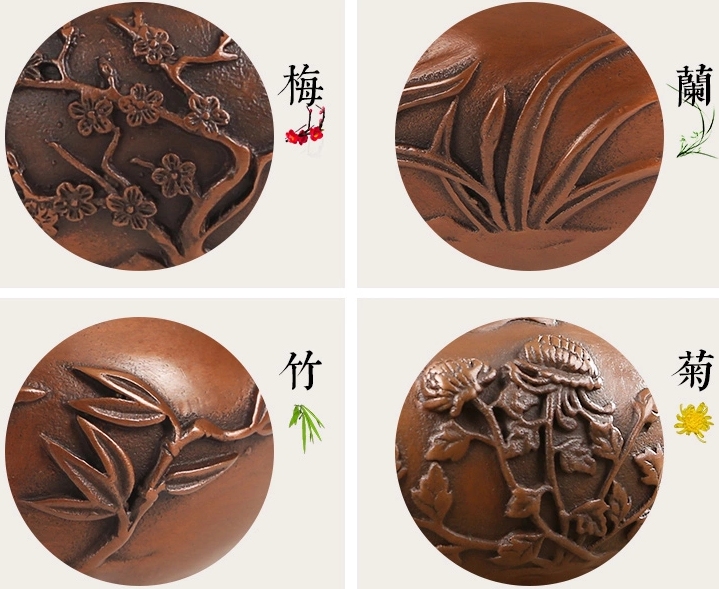 四季花卉香爐，鏤空仿古紫銅熏香爐