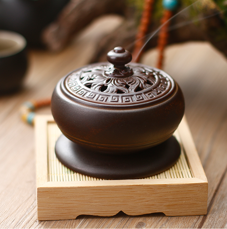 古典創(chuàng)意黑陶香薰爐，家用居室供佛仿古熏香爐