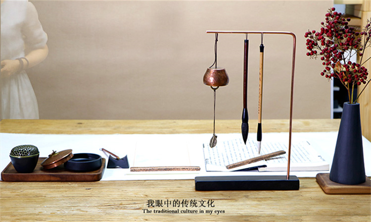 創(chuàng)意簡約毛筆筆掛筆架，中式書房文房精品