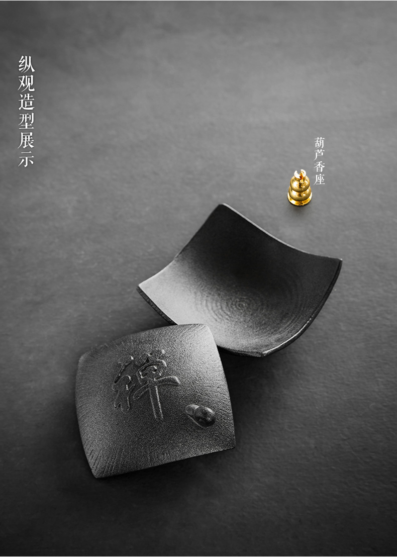 禪意粗陶茶道香爐，陶瓷檀香盤香薰?fàn)t。