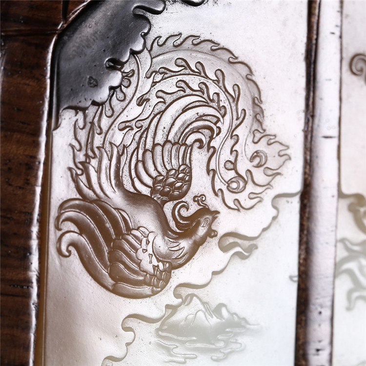 和田玉龍鳳呈現(xiàn)玉牌子，天然糖白玉蘇工擺件