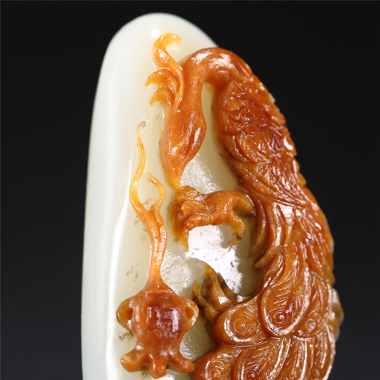 白玉項(xiàng)鏈優(yōu)雅孔雀吊墜，錦繡前程玉石掛墜