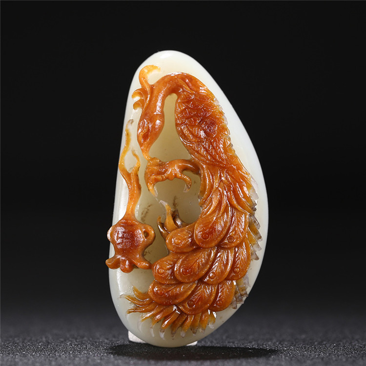 白玉項(xiàng)鏈優(yōu)雅孔雀吊墜，錦繡前程玉石掛墜