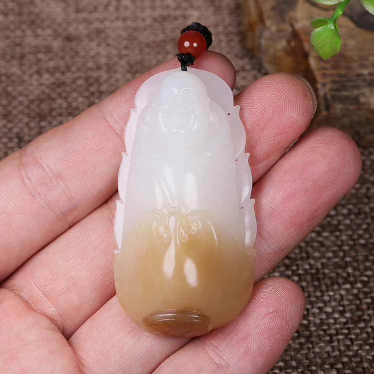 夫妻和田玉掛墜，玉佛觀音彌勒佛項(xiàng)鏈