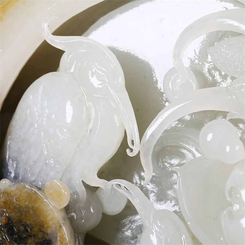 平步青云天然白玉鷺鷥擺飾，和田玉籽料真皮原