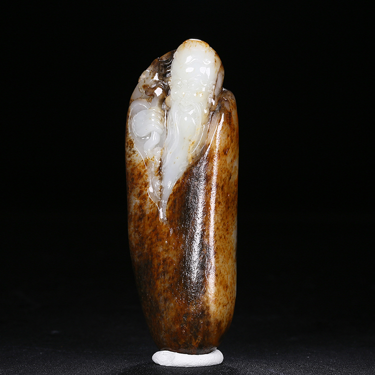 天然白玉壽星手玩件，和田玉掛件籽料