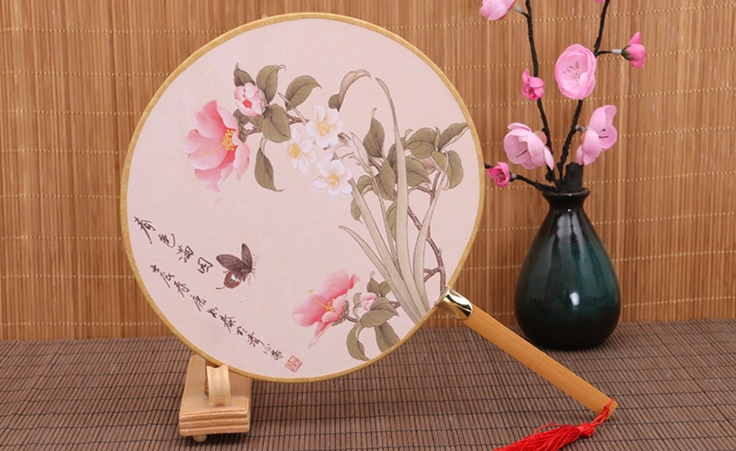 古風(fēng)系列圖案的中國(guó)風(fēng)復(fù)古團(tuán)扇