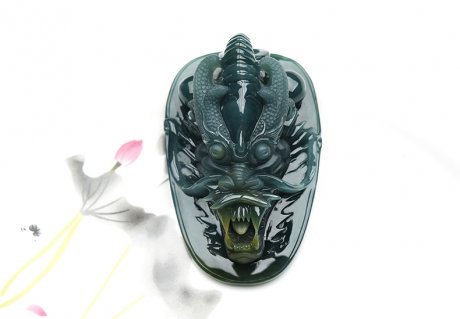 果敢翡翠，藍(lán)水翡翠龍牌玉器