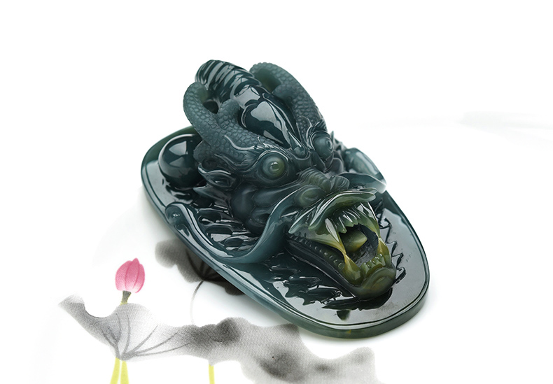 果敢翡翠，藍水翡翠龍牌玉器