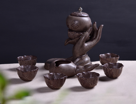 原創(chuàng)陶瓷泡茶自動茶具，佛手蓮花功夫茶具