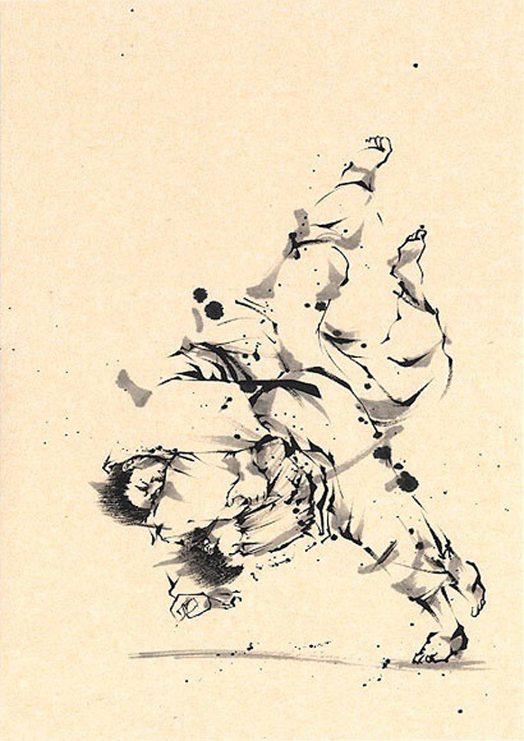 日本勝亦勇水墨功夫中華武術插畫(五)