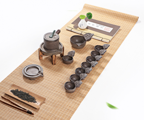 創(chuàng)新浮雕福字茶具，復古石磨茶具