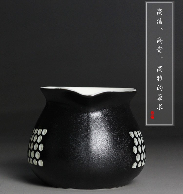 黑白蜂巢茶海，簡約粗陶功夫茶具