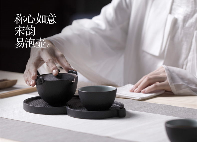 陶瓷功夫茶具一壺二杯，粗陶泡茶器