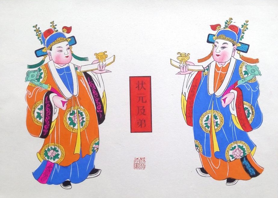 唯美生動(dòng)門(mén)神年畫(huà)，古風(fēng)手繪中國(guó)年畫(huà)