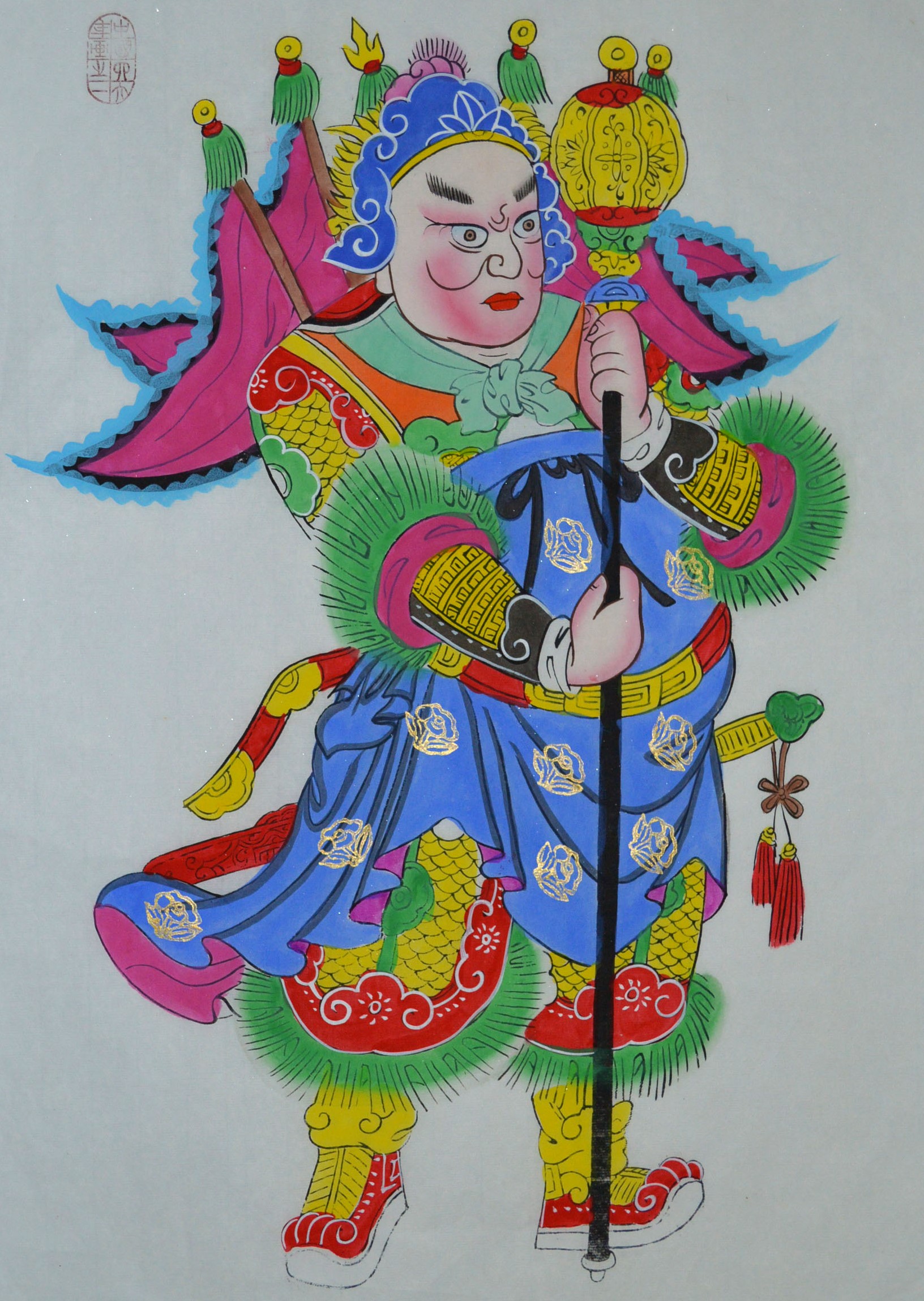 唯美生動(dòng)門(mén)神年畫(huà)，古風(fēng)手繪中國(guó)年畫(huà)
