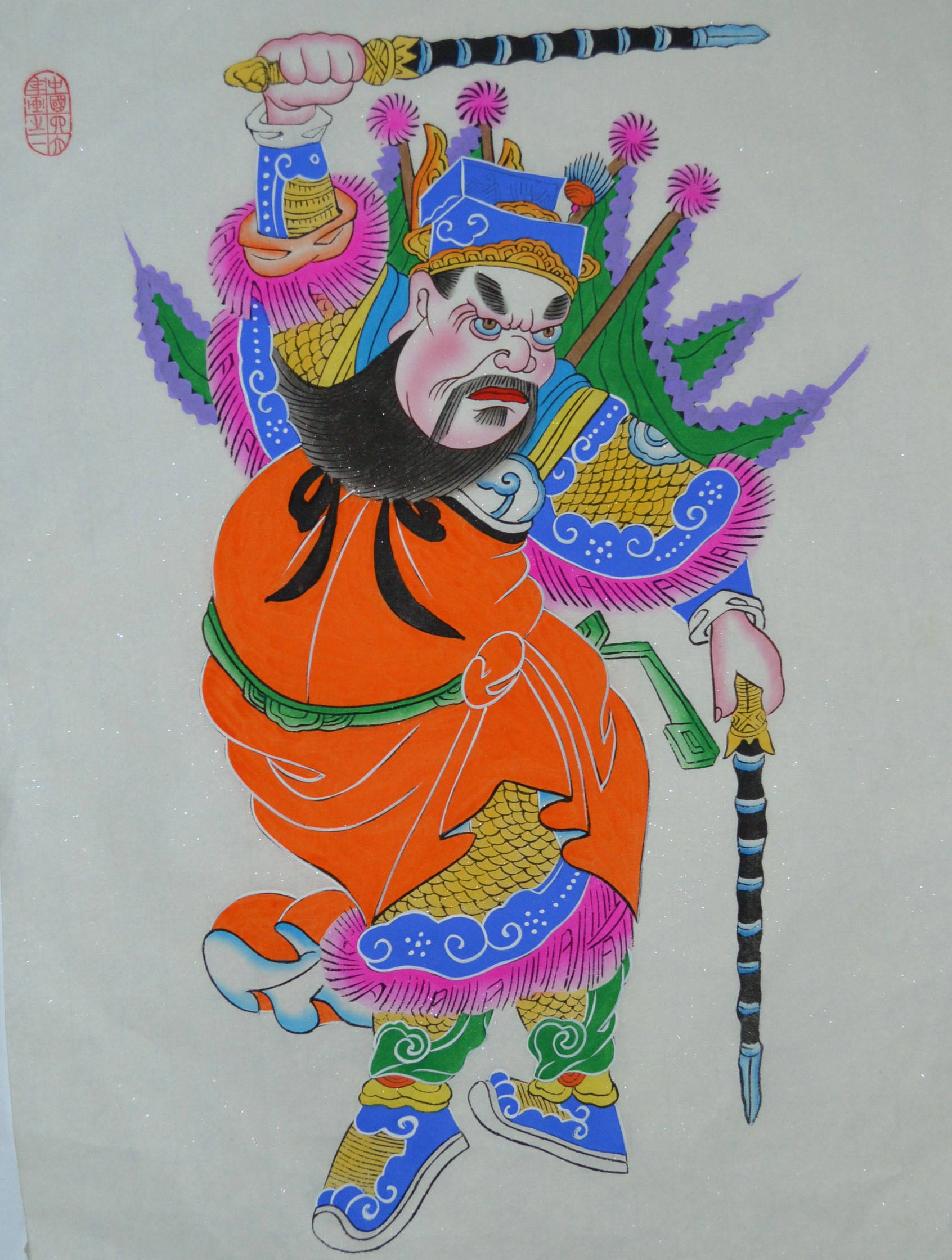 唯美生動(dòng)門(mén)神年畫(huà)，古風(fēng)手繪中國(guó)年畫(huà)