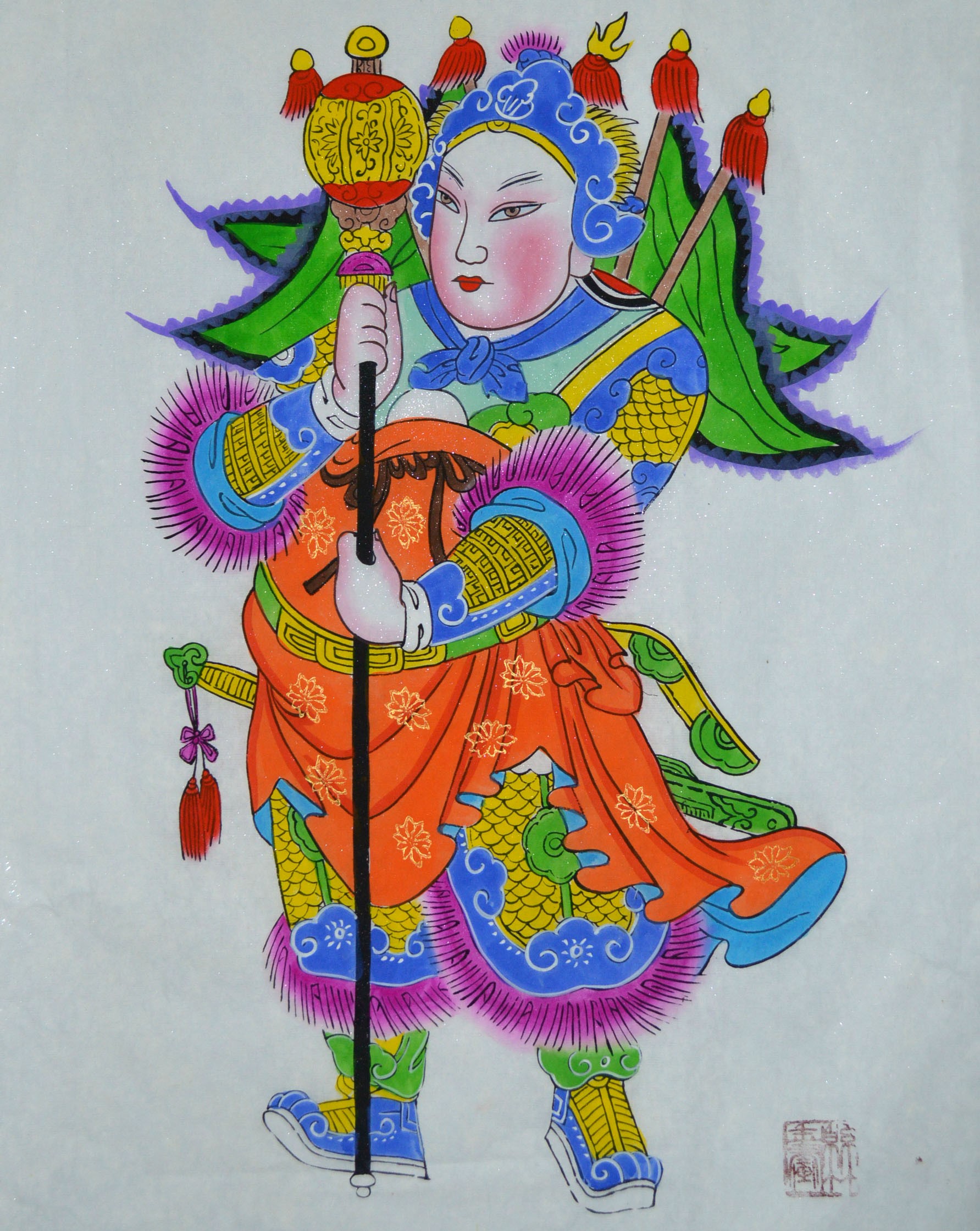 唯美生動(dòng)門(mén)神年畫(huà)，古風(fēng)手繪中國(guó)年畫(huà)