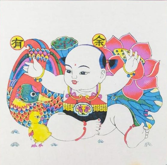 十款民間工藝年畫，古風手繪童趣中國年畫