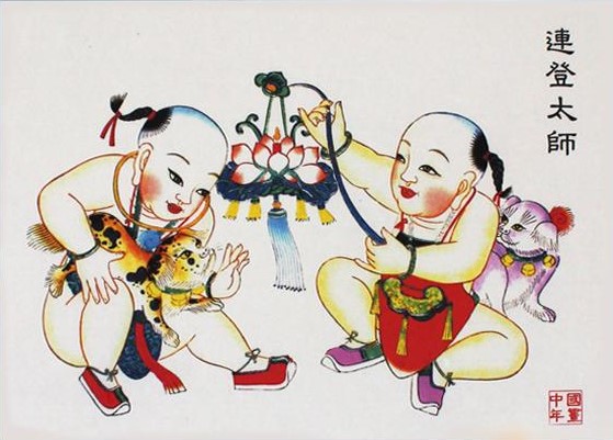 12款民間工藝年畫(huà)，手繪民俗文化年畫(huà)
