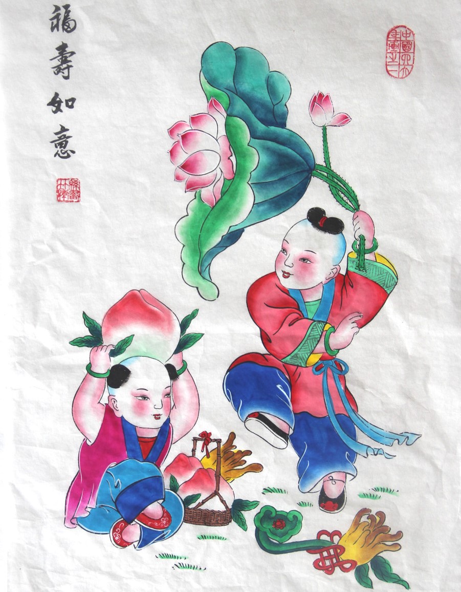 10款唯美生動年畫娃娃，古風(fēng)手繪中國年畫