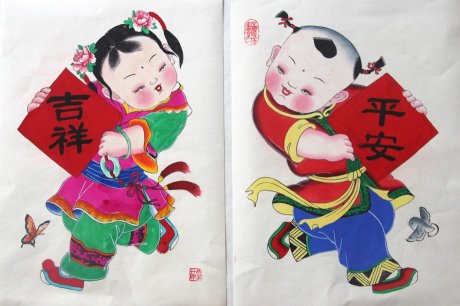 10款唯美生動年畫娃娃，古風(fēng)手繪中國年畫