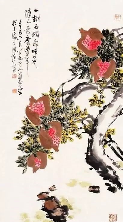 32幅曹簡樓國畫石榴圖：石榴令人垂涎欲滴！