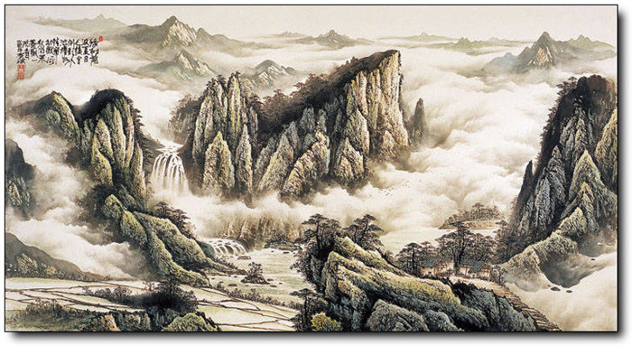 巍峨大氣的山水風(fēng)景水墨國(guó)畫作品欣賞