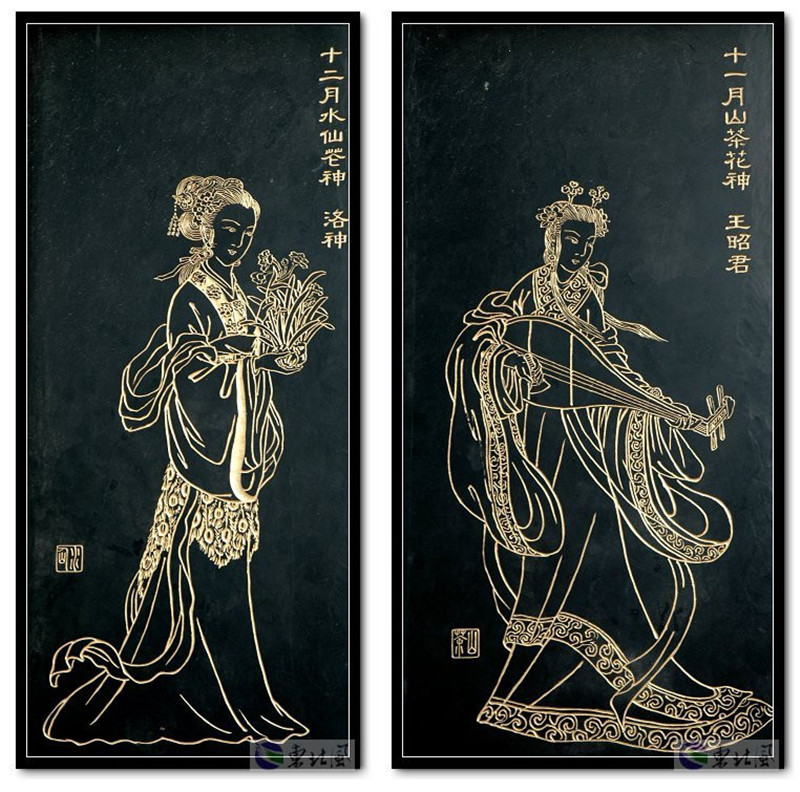 中國民間傳說十二花神版畫欣賞