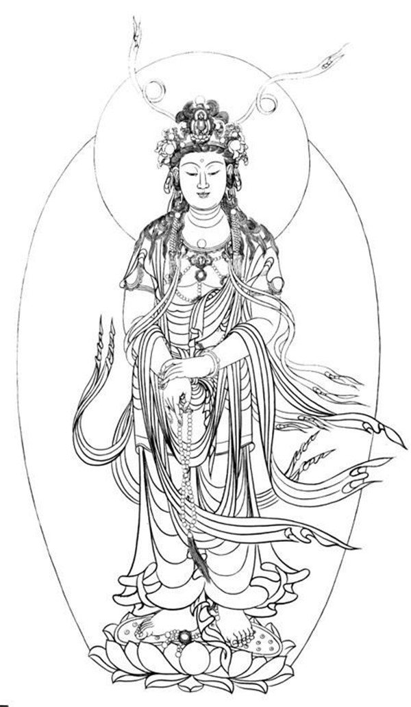 中國(guó)風(fēng)繪畫(huà)技巧白描觀音圖