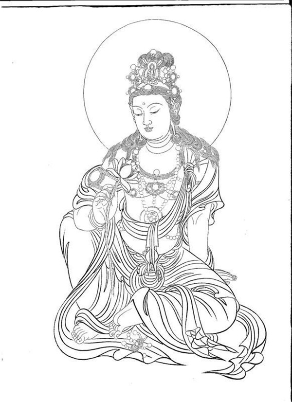 中國(guó)風(fēng)繪畫(huà)技巧白描觀音圖
