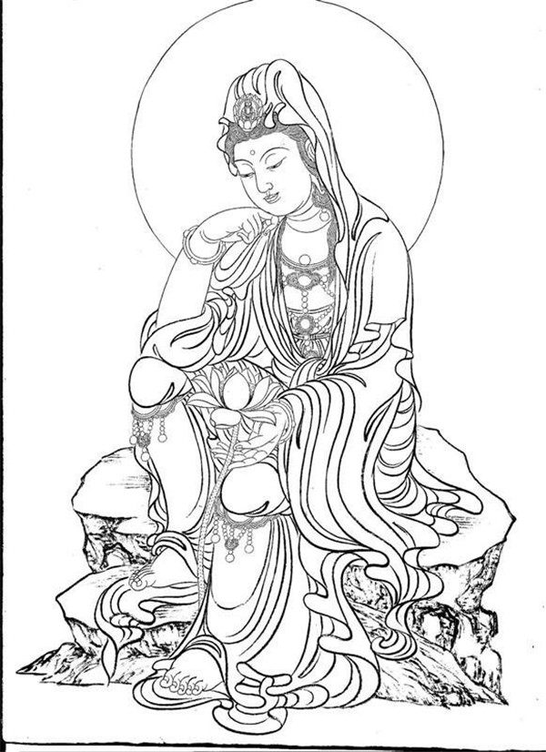 中國(guó)風(fēng)繪畫(huà)技巧白描觀音圖